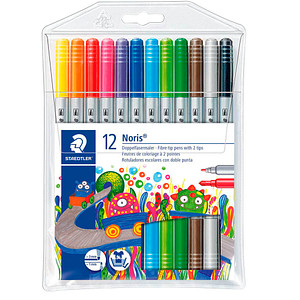 4007817320013 - STAEDTLER Noris Club 320 - twin-tip fibre-tip pen - black red blue green light blue yellow orange brown violet light grey willow green light carmine (pack of 12)