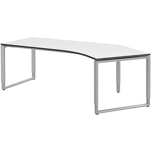 4059484224491 - röhr Imperia höhenverstellbarer Schreibtisch weiß Bogenform Kufen-Gestell silber 2170 x 1140 cm