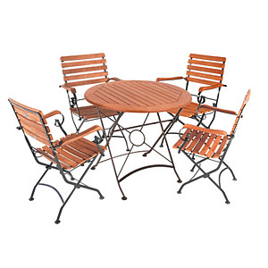 Garden Pleasure Sitzgruppe WIEN, schwarz Holz, Metall, 5-teilig