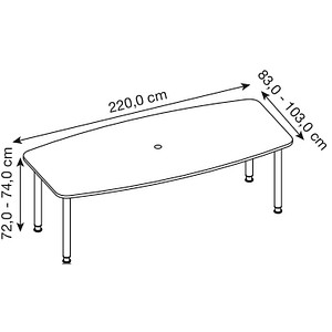 4032062144503 - HAMMERBACHER Konferenztisch KT22C weiß Tonnenform Rundrohr chrom 2200 x 830 1030 x 720 - 740 cm 4032062144503 - HAMMERBACHER Konferenztisch KT22C weiß Tonnenform Rundrohr chrom 2200 x 830 1030 x 720 - 740 cm