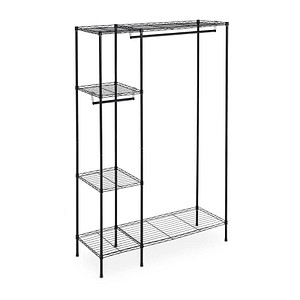 4052025315344 - Relaxdays - Offener Kleiderschrank mit Kleiderstange freistehendes Schranksystem Metall hbt 180 x 120 x 45 cm schwarz