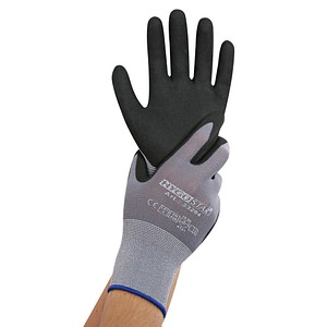 4015544332957 - 10 x Nylon-Feinstrick-Handschuh Ergo Flex M 8 grau-schwarz VE