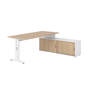 4032062332078 - OSE19SB höhenverstellbarer Schreibtisch eiche rechteckig T-Fuß-Gestell weiß 1800 x 800 cm 4032062332078 - OSE19SB höhenverstellbarer Schreibtisch eiche rechteckig T-Fuß-Gestell weiß 1800 x 800 cm
