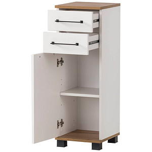 MÖBELPARTNER Badschrank Jelda 154177 eiche landhaus, weiß 30,3 x 32,6 x 88,1 cm