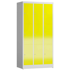 4061815856844 - Schließfachschrank ClassiX lichtgrau zinkgelb X-520336 9 Schließfächer 870 x 500 x 1800 cm 4061815856844 LÜLLMANN