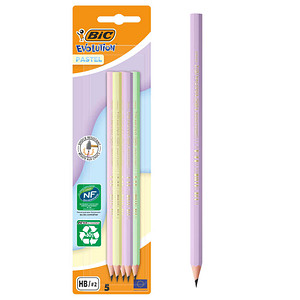 3086123747654 - BIC EVOLUTION PASTEL Bleistifte HB 2x lila grün gelb rosa 5 St