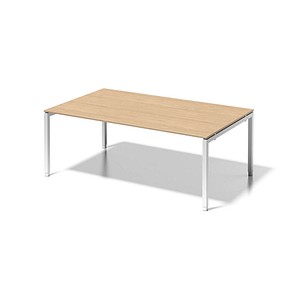 BISLEY Konferenztisch Cito ahorn, verkehrsweiß rechteckig, 4-Fuß-Gestell weiß, 200,0 x 120,0 x 65,0 – 85,0 cm