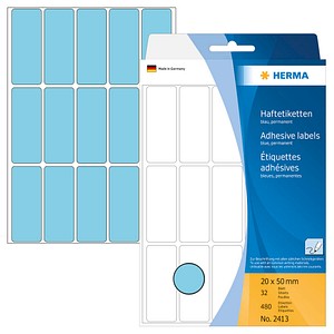 480 HERMA Etiketten 2413 blau 50,0 x 20,0 mm