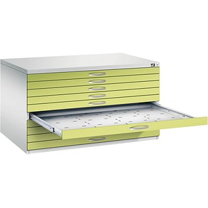 CP 7200 Planschrank clowngrün, lichtgrau 10 Schubladen 135,0 x 96,0 x 76,0 cm