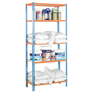 8435104912805 - Simonrack Schwerlastregal KIT MADERCLICK PLUS 5 400 + Gratis Deutschland-Schal 458100025201045 orange blau 1000 x 400 x 2000 cm