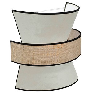 3361410170729 - Wandleuchte Gatsby Samt Rattan weiß B 300 x T 300 x H 150 mm 2 x E27 meet by paperflow
