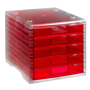 Schubladenbox Lightbox himbeer DIN C4 mit 5 Schubladen