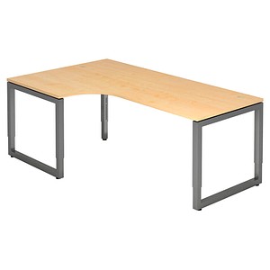 HAMMERBACHER RS82 höhenverstellbarer Schreibtisch ahorn L-Form, Kufen-Gestell grau 200,0 x 120,0 cm