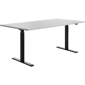 Topstar E-Table elektrisch höhenverstellbarer Schreibtisch lichtgrau rechteckig, T-Fuß-Gestell schwarz 180,0 x 80,0 cm