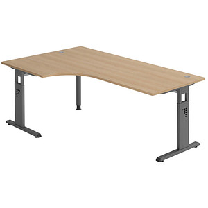4032062190609 - HAMMERBACHER OS 82 höhenverstellbarer Schreibtisch eiche L-Form C-Fuß-Gestell grau 2000 x 800 1200 cm 4032062190609 - HAMMERBACHER OS 82 höhenverstellbarer Schreibtisch eiche L-Form C-Fuß-Gestell grau 2000 x 800 1200 cm