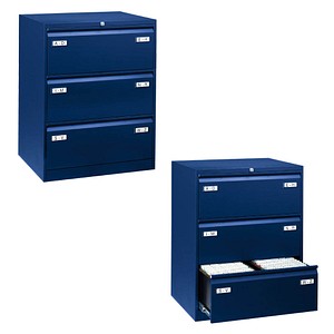BISLEY LIGHT Hängeregistraturschrank oxfordblau 3 Schubladen 80,0 x 62,2 x 101,6 cm, 1 St.