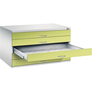 CP 7200 Planschrank clowngrün, lichtgrau 5 Schubladen 135,0 x 96,0 x 76,0 cm
