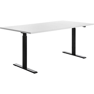 4014296860787 - Sitz-Steh-Schreibtisch E-Table TTS18080SW elektrisch höhenverstellbar 70-120cm (H) 180cmx80cm (BxT) rechteckig weiß   Schwar