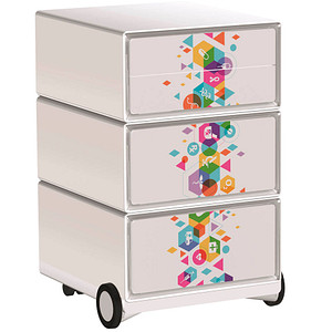 PAPERFLOW easyBox Business Rollcontainer weiß, bunt 62141 4 Auszüge 39,0 x 43,6 x 64,2 cm