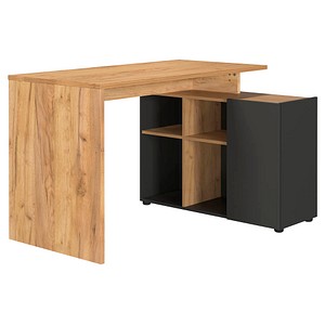 GERMANIA Adrano Schreibtisch grafit, navarra-eiche rechteckig, Wangen-Gestell grau 120,0 x 90,0 cm