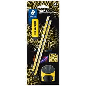 STAEDTLER 181SBK - Bleistift Härtegrad HB, Radierer, Dosenspitzer, schwarz/gelb