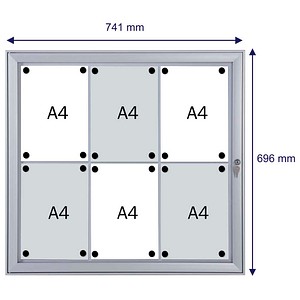 4016946223782 - Schaukasten Security 6 x A4 schwer entflammbar Metallrückwand weiß silber magnetisch 4016946223782 Franken
