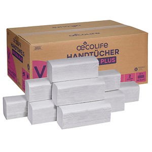oecolife Papierhandtücher 4802200 NATURAL PLUS Zick-Zack-Falzung 2-lagig 3.000 Tücher