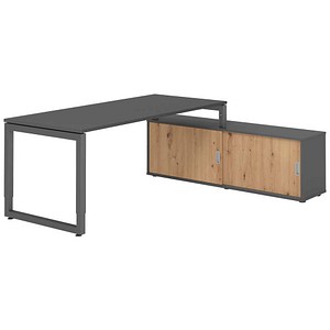 4032062332856 - Schreibtischkombination RSE19 höhenverstellbar 72-81cm (H) 160x80cm (BxT) rechteckig graphit   graphit 4032062332856 Hammerb