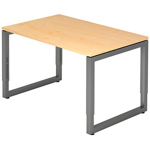 HAMMERBACHER RS12 höhenverstellbarer Schreibtisch ahorn rechteckig, Kufen-Gestell grau 120,0 x 80,0 cm