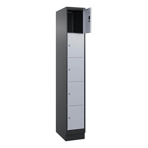 4068427573848 - Schließfachschrank Classic PLUS schwarzgrau weißaluminium 080020-105 S10036 5 Schließfächer 300 x 500 x 1950 cm 40684275738
