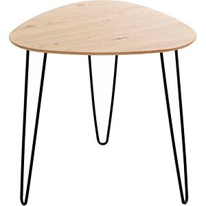 4001070244680 - Beistelltisch quadratisch Stahl lackiert Ablage MDF (melaminharzbeschichtet) B 480 x T 480 x H 480 mm schwarz Eiche hell