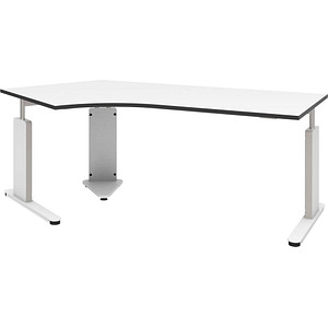 4059484224873 - röhr Imperia höhenverstellbarer Schreibtisch weiß Bogenform C-Fuß-Gestell weiß 2170 x 1140 cm