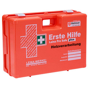 4011166211236 - Erste-Hilfe-Kasten Pro Safe plus Holzverarbeitung DIN 13169 + branchenbezogene Zusatzerweiterung orange 4011166211236 Leina-Werk