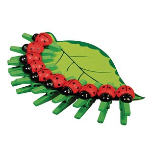 4006166373923 - Holzklammern grün rot mit Marienkäfer Ø 25 cm 10 St