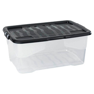 Strata Aufbewahrungsbox Curve 2002020110, außen 600x397x252mm, PP Kunststoff - 100% recycelbarer transparent/schwarz 5021711050264 Stra