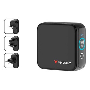 verbatim Mini GaN-Ladestation schwarz, 100 Watt / VA