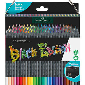 FABER-CASTELL Black Edition Buntstifte farbsortiert, 100 St.