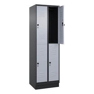 4068427574098 - Spind Classic PLUS schwarzgrau weißaluminium 080320-20 S10152 4 Schließfächer 600 x 500 x 1950 cm 4068427574098 C+P-Möbel 4068427574098 - Spind Classic PLUS schwarzgrau weißaluminium 080320-20 S10152 4 Schließfächer 600 x 500 x 1950 cm 4068427574098 C+P-Möbel