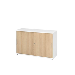 HAMMERBACHER Schiebetürenschrank 1752S, V1752S/W/E/BS weiß, eiche 1 Fachboden 120,0 x 40,0 x 74,8 cm