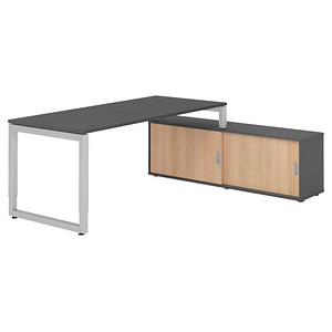 4032062332801 - Schreibtischkombination RSE19 höhenverstellbar  rechteckig graphit   silber 4032062332801 Hammerbacher