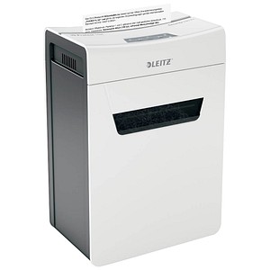 LEITZ IQ 10X Protect Premium Aktenvernichter mit Partikelschnitt P-4, 4 x 40 mm, bis 10 Blatt, weiß