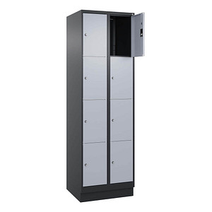 4068427573909 - Schließfachschrank Classic PLUS schwarzgrau weißaluminium 080020-204 S10040 8 Schließfächer 600 x 500 x 1850 cm 40684275739