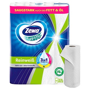 Zewa Küchenrollen WISCH&WEG Reinweiss 2-lagig 16 Stück