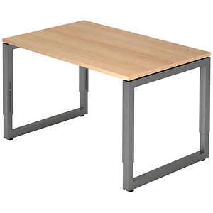 HAMMERBACHER RS12 höhenverstellbarer Schreibtisch eiche rechteckig, Kufen-Gestell grau 120,0 x 80,0 cm