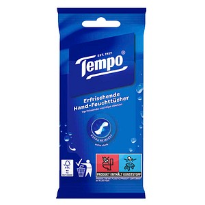 Tempo Handreinigungstücher Erfrischend 10 Tücher weiß