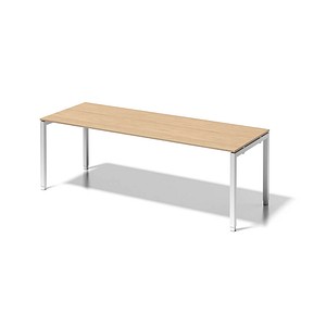BISLEY Cito höhenverstellbarer Schreibtisch ahorn, verkehrsweiß rechteckig, 4-Fuß-Gestell weiß 220,0 x 80,0 cm
