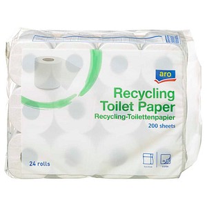 aro Toilettenpapier 2-lagig Recyclingpapier, 24 Rollen