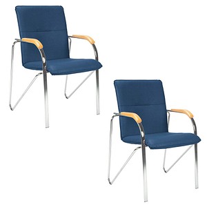 4045513003052 - Besucherstuhl SAMBA blau   chrom mit Armlehnen 4-Fuß-Gestell 4045513003052 2 Stück