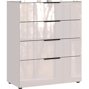 4005949369979 - Kommode mit 4 Schubladen Glasfront- und auflage B 830 x T 420 x H 1020 mm Kaschmir