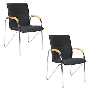 4045513002758 - Besucherstuhl SAMBA schwarz   chrom mit Armlehnen 4-Fuß-Gestell 4045513002758 2 Stück